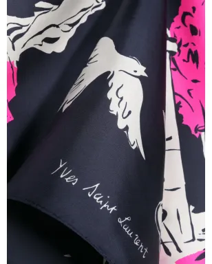 Saint Laurent Pre-Owned 1990年代 グラフィックプリント シルクスカーフ - Blue - サムネイル3