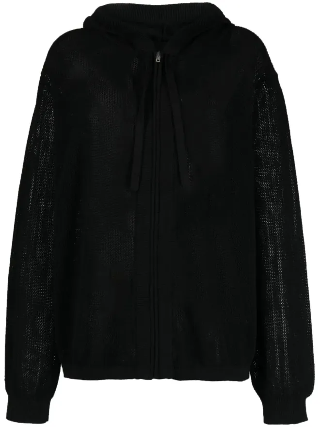 Laneus Laneus クロシェニット ジップアップフーディー - ブラックの商品画像