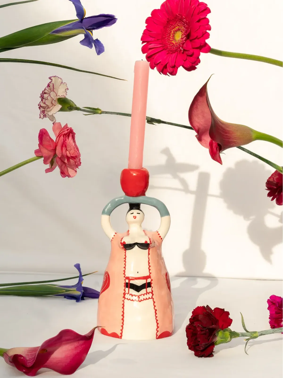 LAETITIA ROUGET 彫刻セラミックキャンドルホルダー - ピンク - 画像4