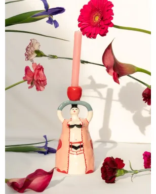 LAETITIA ROUGET 彫刻セラミックキャンドルホルダー - ピンク - サムネイル4