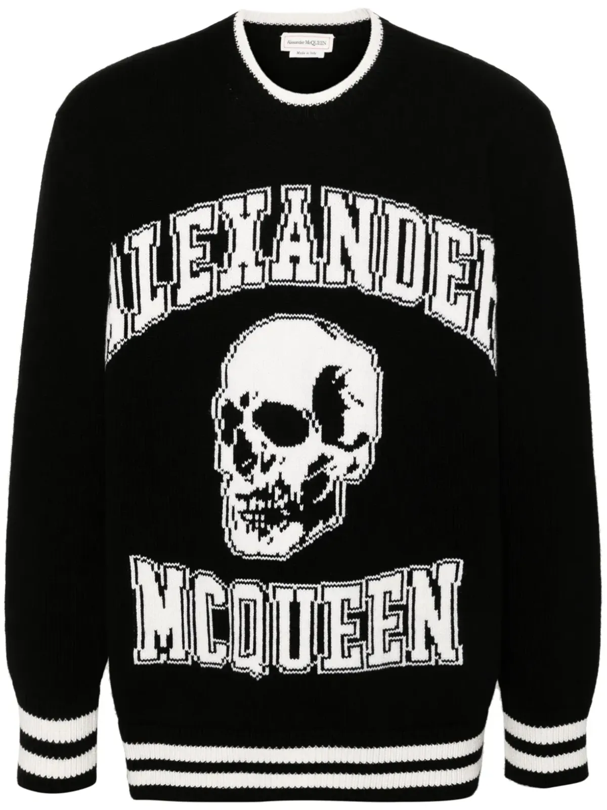 Alexander McQueen インターシャロゴセーター ブラック - 画像1