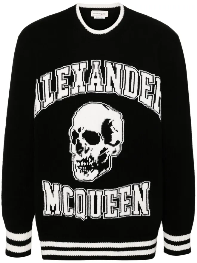 Alexander McQueen Alexander McQueen インターシャロゴセーター ブラックの商品画像