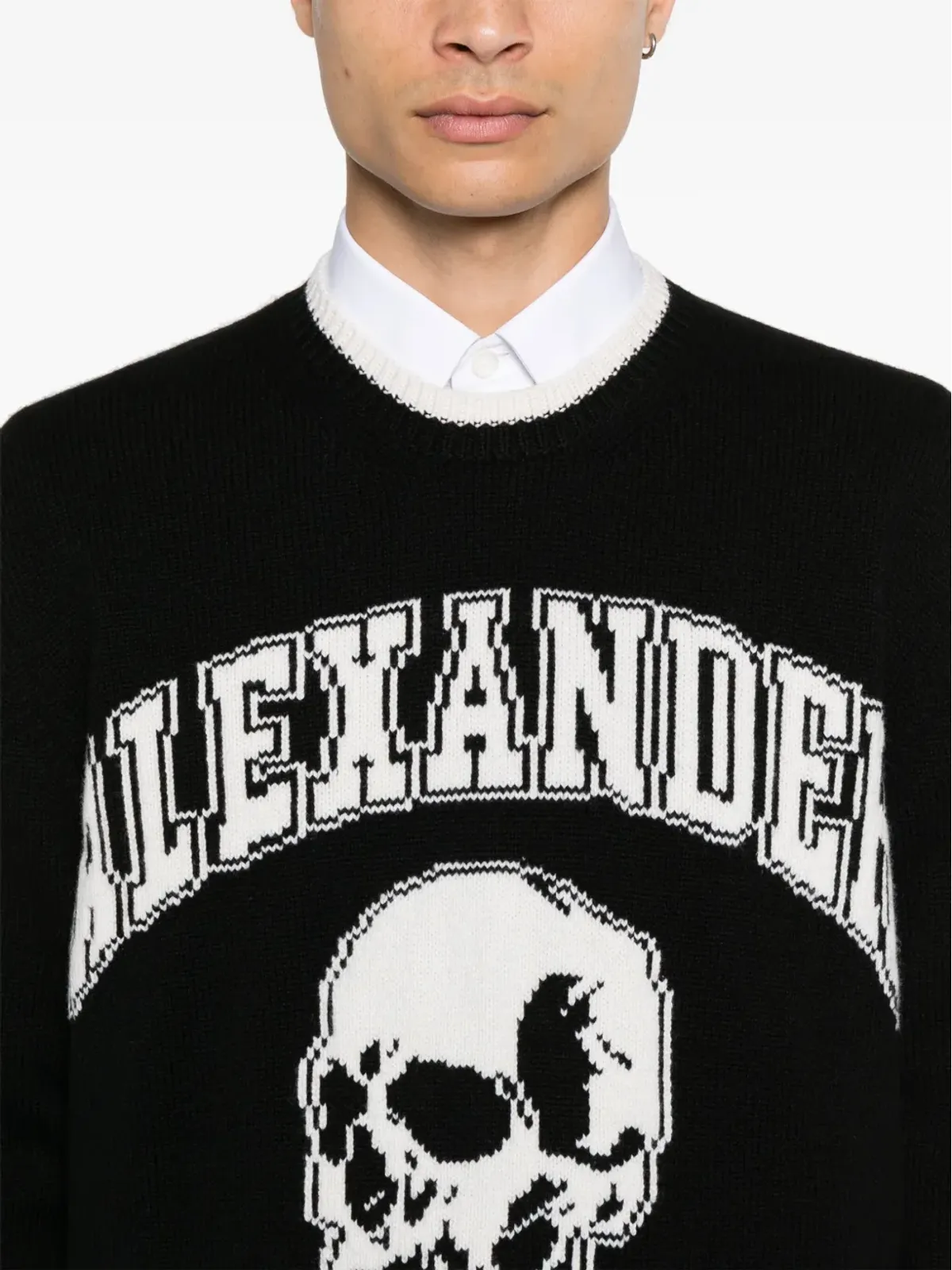 Alexander McQueen インターシャロゴセーター ブラック - 画像5