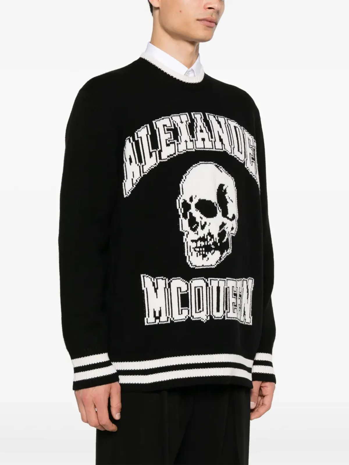 Alexander McQueen インターシャロゴセーター ブラック - 画像3