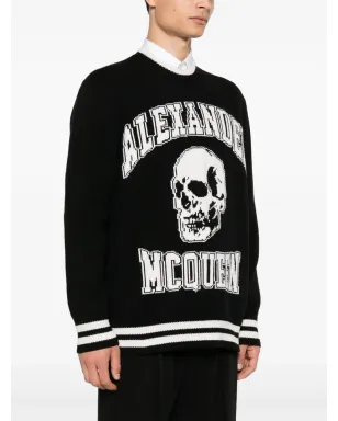 Alexander McQueen インターシャロゴセーター ブラック - サムネイル3