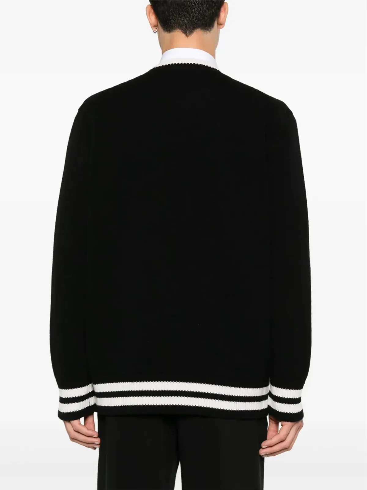 Alexander McQueen インターシャロゴセーター ブラック - 画像4