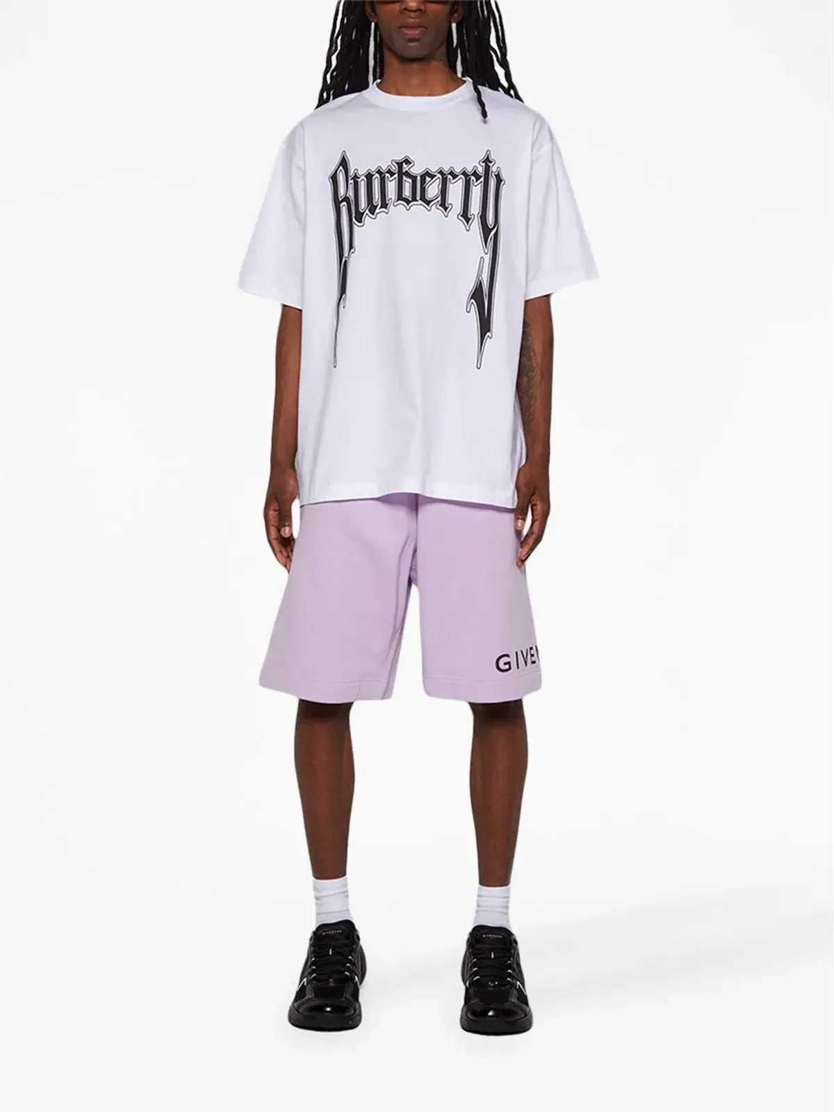 Givenchy ロゴプリント コットンショーツ パープル - 画像2