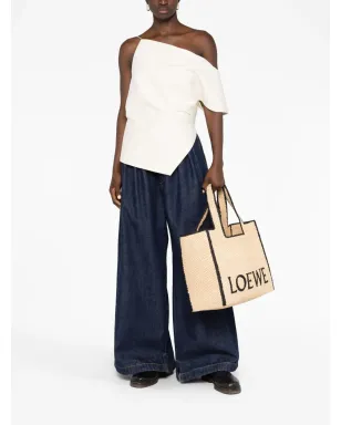 LOEWE ロゴ入りラフィア トートバッグ - サムネイル2