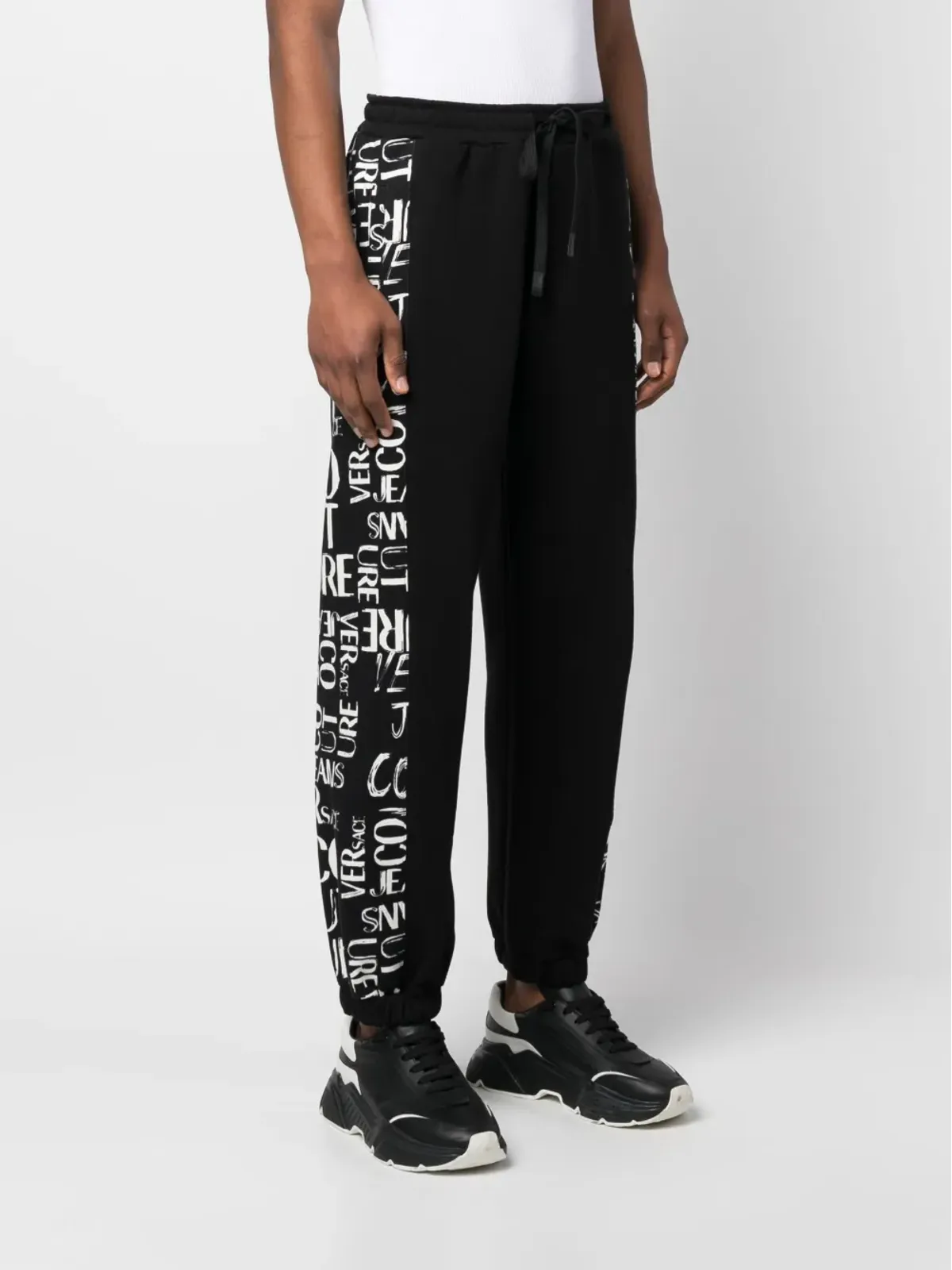 Versace Jeans Couture ロゴプリント コットン トラックパンツ ブラック - 画像3