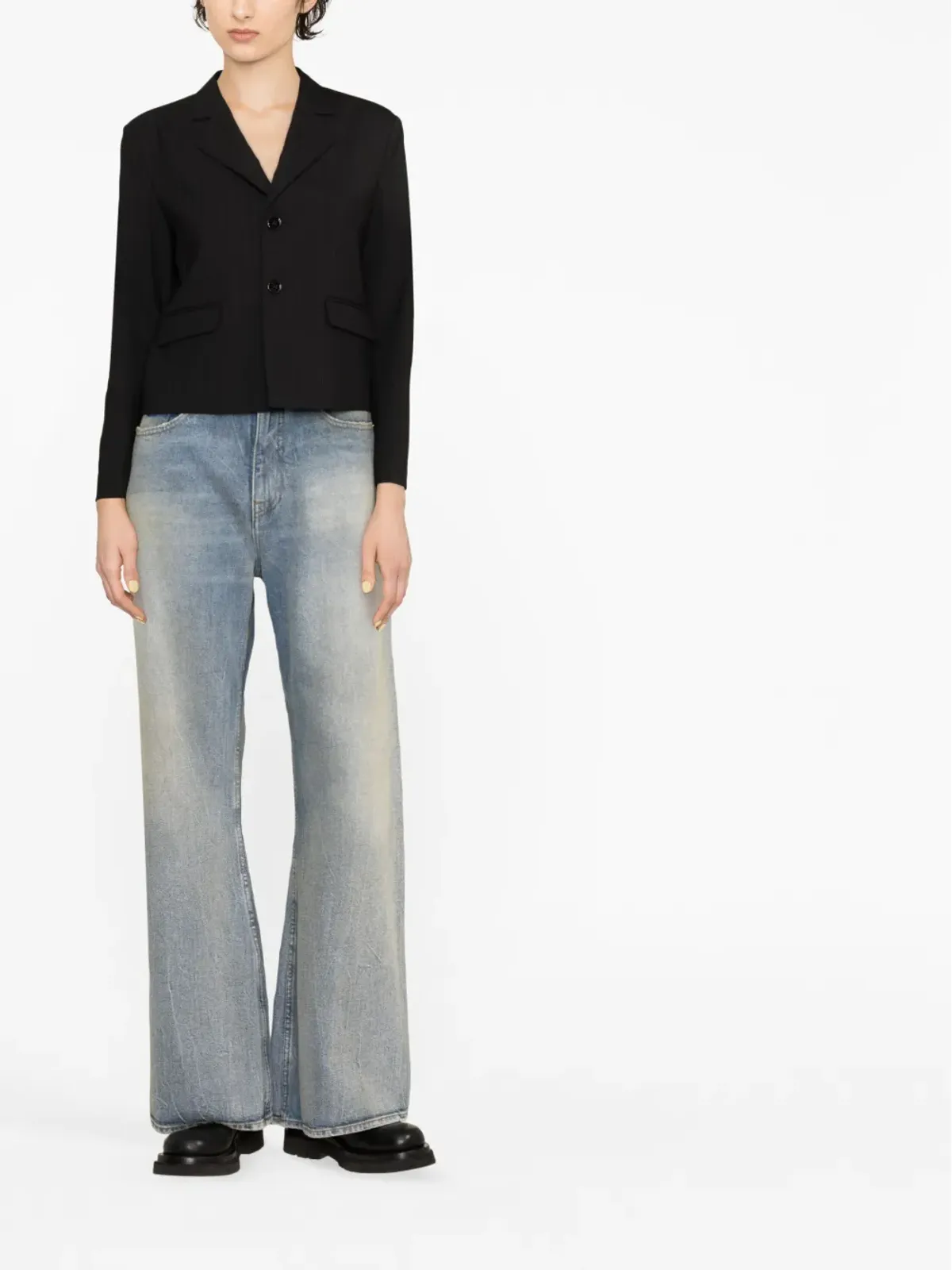 MM6 Maison Margiela ストライプ柄 シングルブレスト ブレザー - ブラック - 画像2