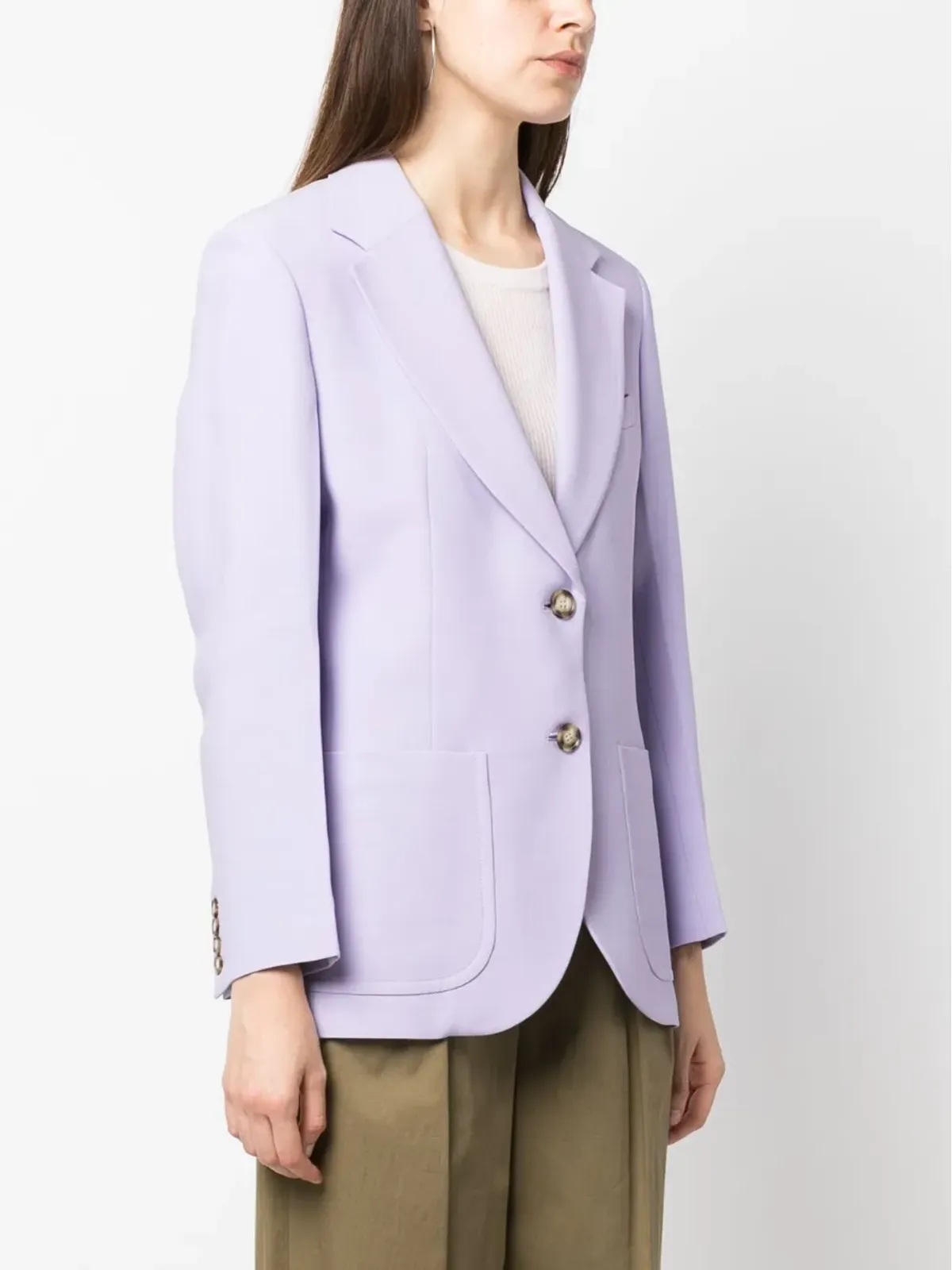 Victoria Beckham notched-lapels single-breasted blazer - Purple - 画像3