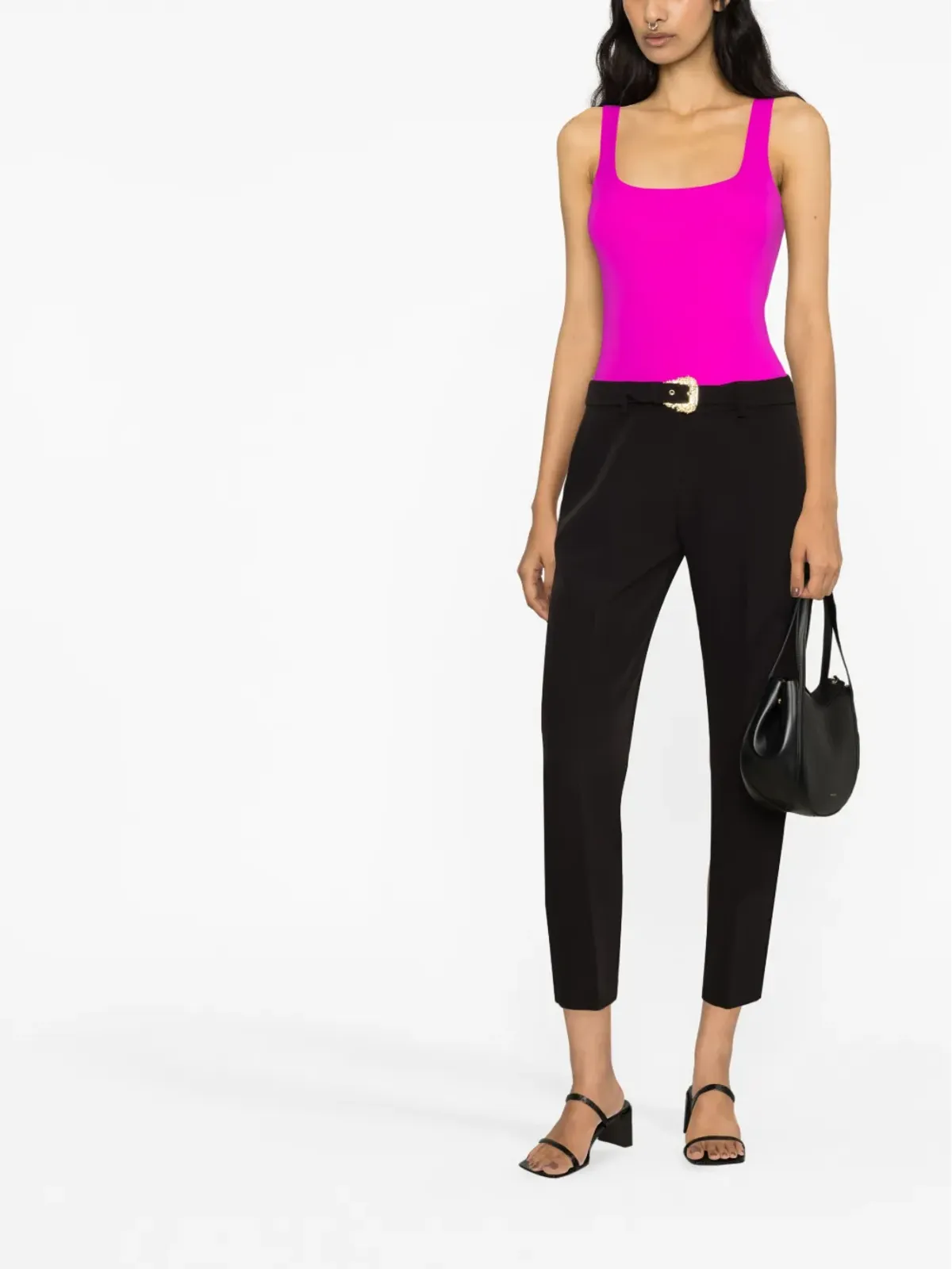 Versace Jeans Couture ベルト付きクロップドパンツ - ブラック - 画像2