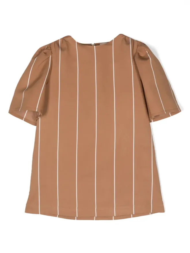 Douuod Kids Douuod Kids ストライプ柄の半袖ワンピース - ブラウンの商品画像