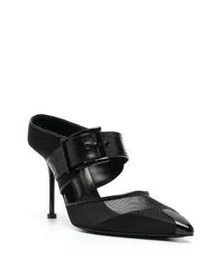 Alexander McQueen パンクメッシュ ポインテッドトゥ ミュール - ブラック - サムネイル2