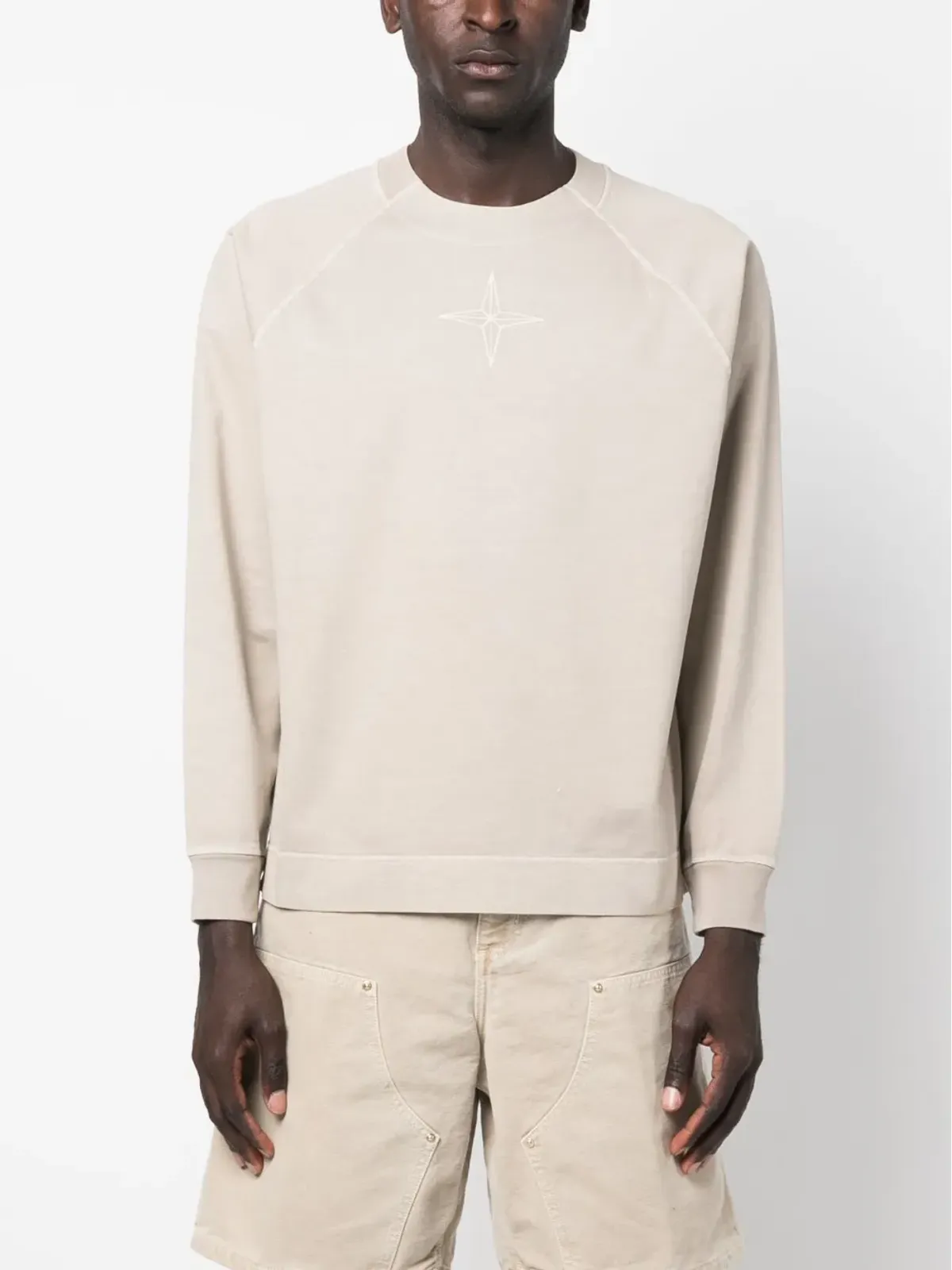 Stone Island ロゴ刺繍コットン スウェットシャツ - 画像3