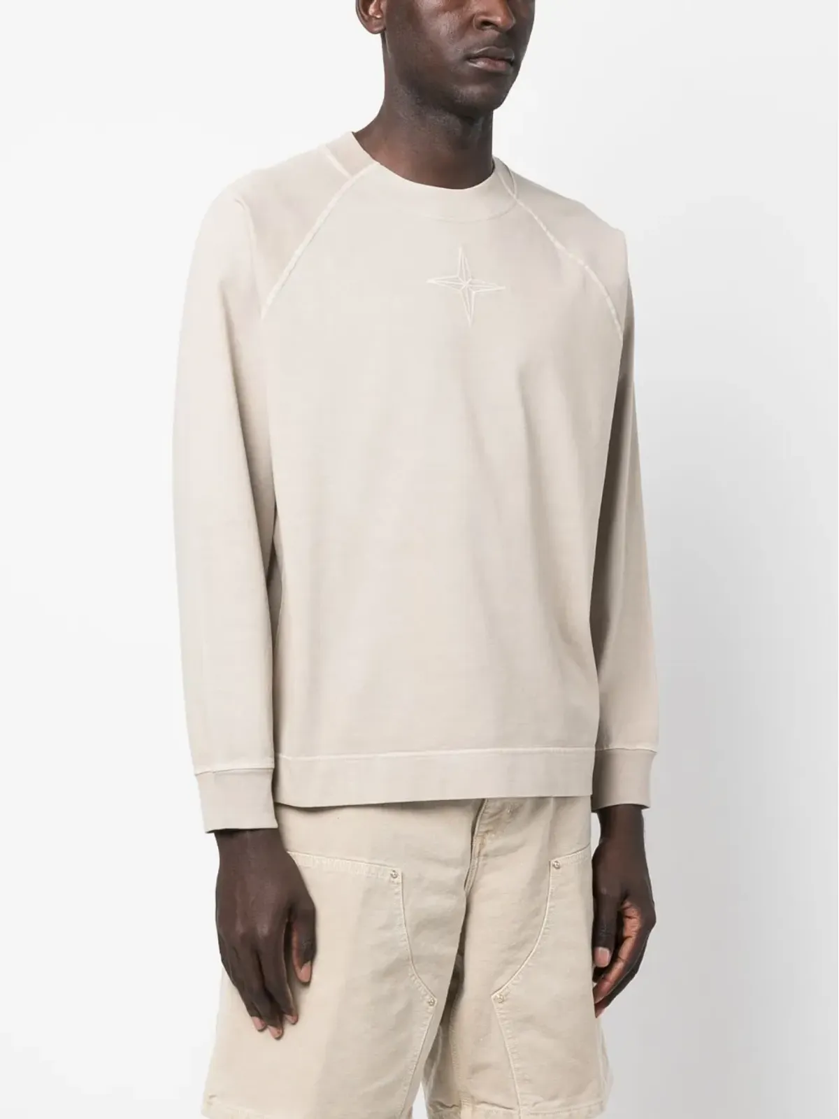 Stone Island ロゴ刺繍コットン スウェットシャツ - 画像4