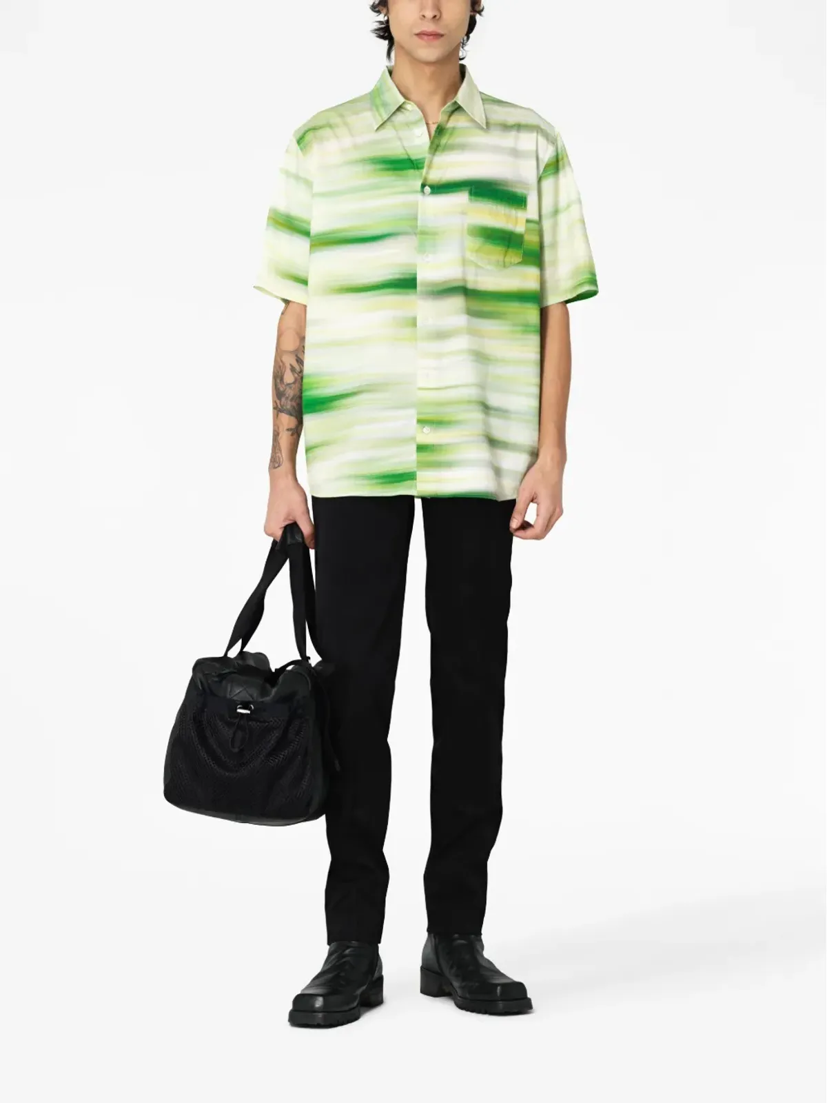John Elliott 抽象柄の半袖シャツ - グリーン - 画像2