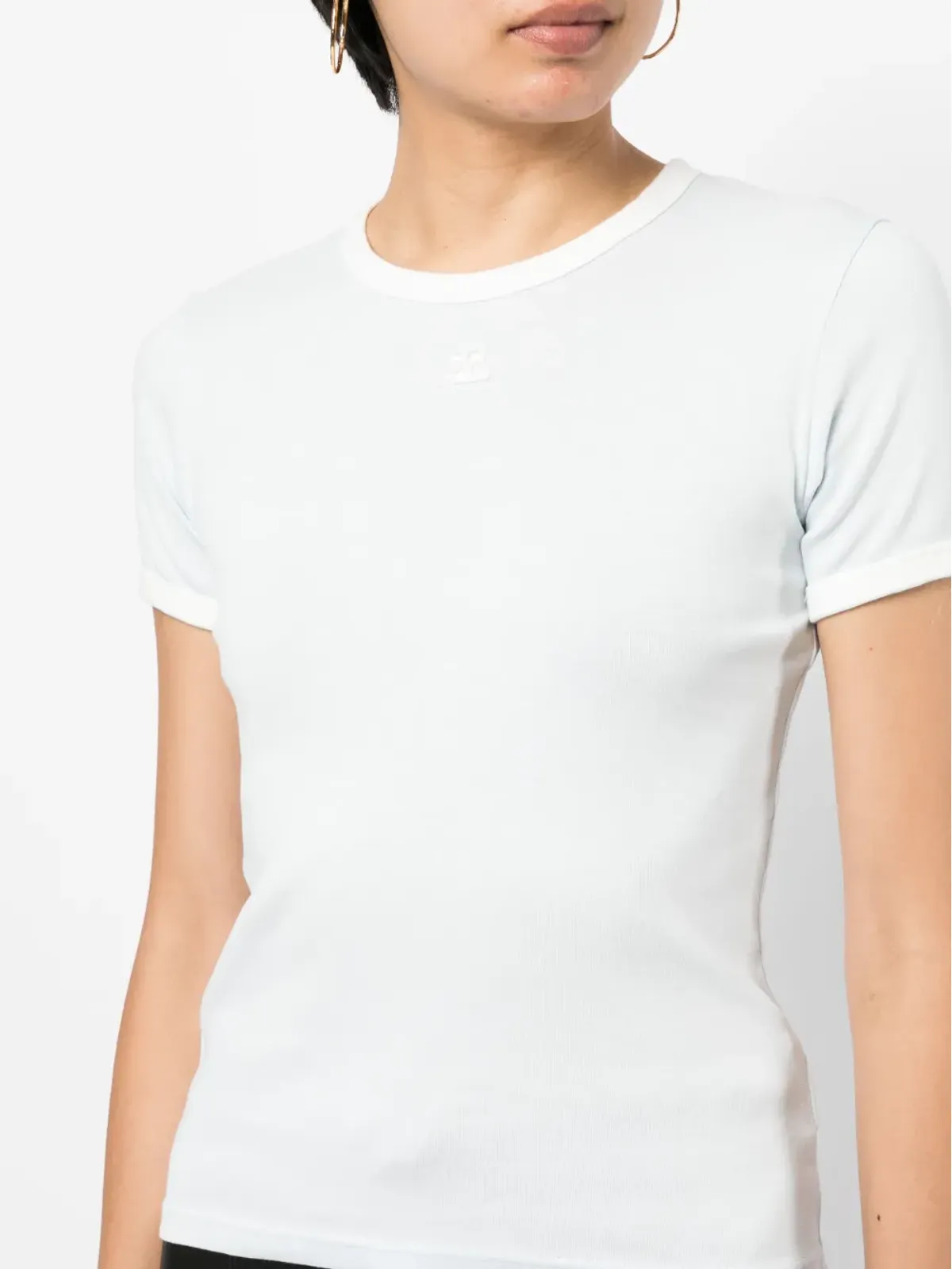 Courrèges embroidered-logo cotton T-Shirt - Blue - 画像5