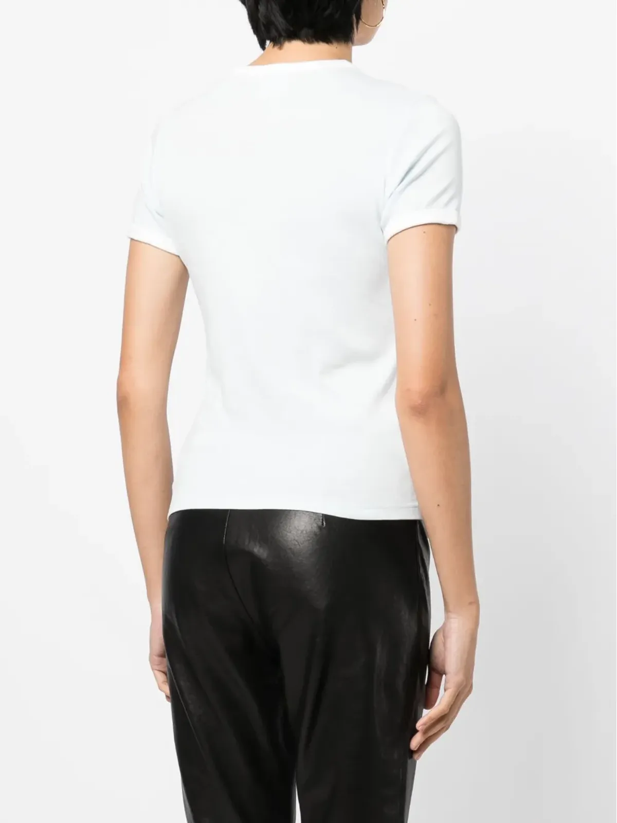 Courrèges embroidered-logo cotton T-Shirt - Blue - 画像4
