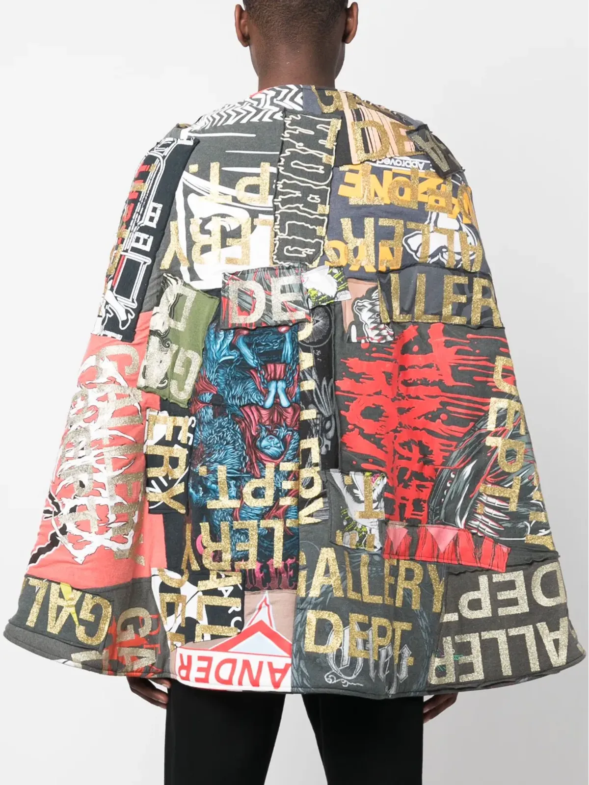 GALLERY DEPT. ロゴパッチワーク コットン ケープ - ブラック - 画像4