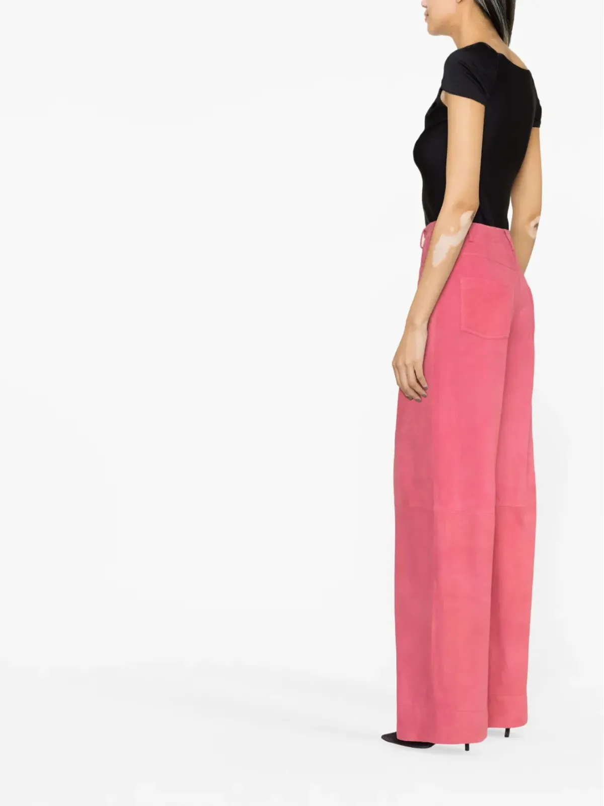 Alberta Ferretti ワイドレッグスエードパンツ - Pink - 画像3