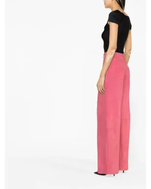Alberta Ferretti ワイドレッグスエードパンツ - Pink - サムネイル3