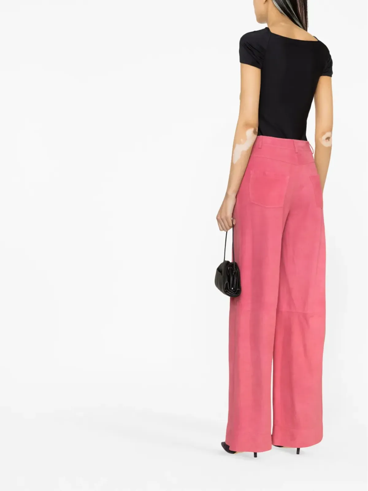 Alberta Ferretti ワイドレッグスエードパンツ - Pink - 画像4