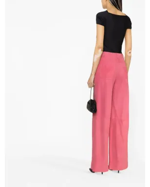 Alberta Ferretti ワイドレッグスエードパンツ - Pink - サムネイル4