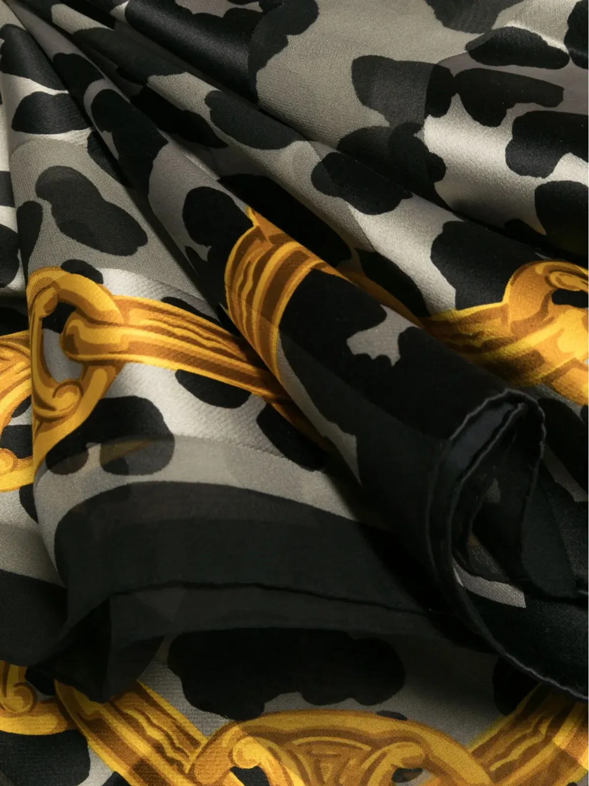 Celine Vintage 1980年代 グラフィックプリント シルクスカーフ グレー - 画像3