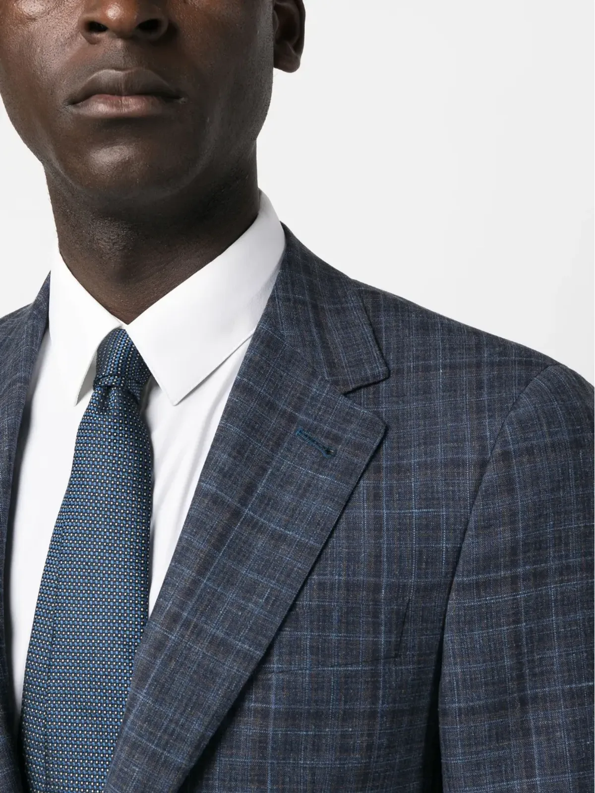 Canali チェック柄・シングルブレストスーツ（ブルー） - 画像5