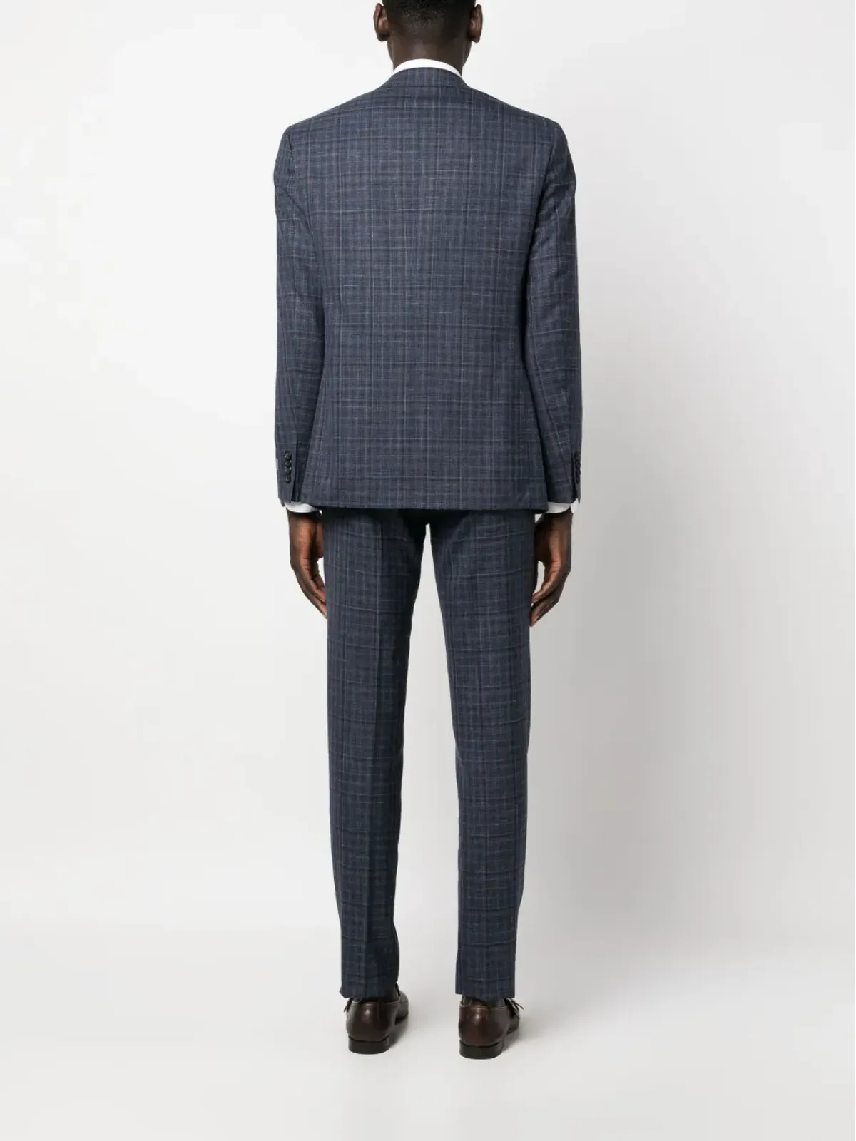 Canali チェック柄・シングルブレストスーツ（ブルー） - 画像4