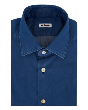 Kiton button-fastening denim shirt - Blue - サムネイル1
