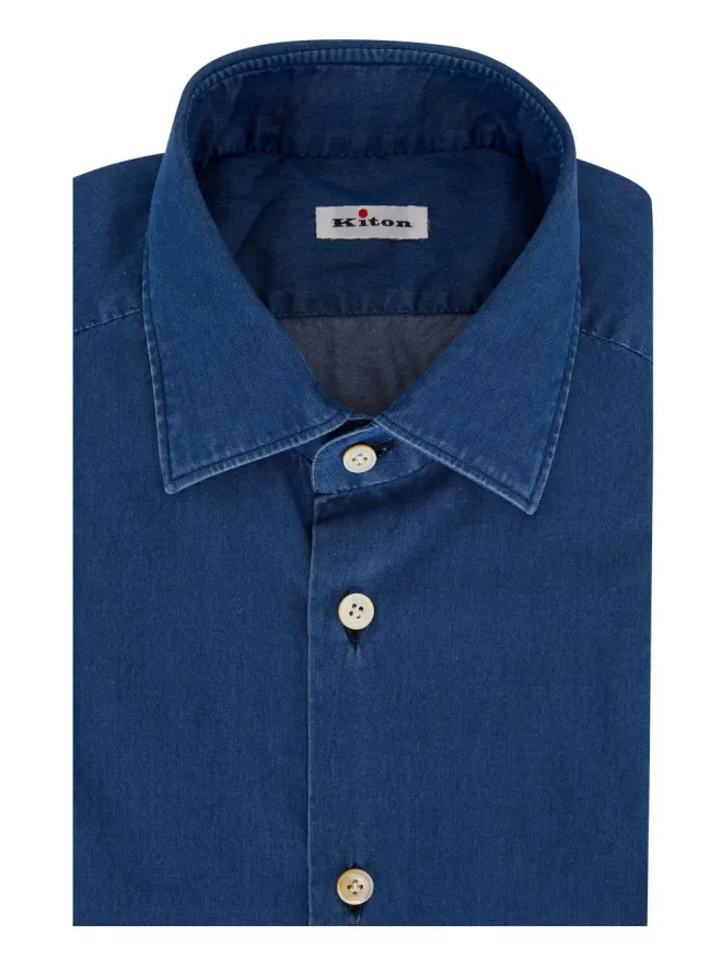 Kiton Kiton button-fastening denim shirt - Blueの商品画像