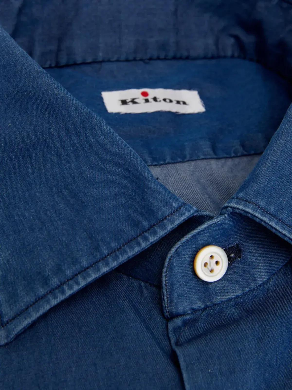 Kiton button-fastening denim shirt - Blue - 画像3