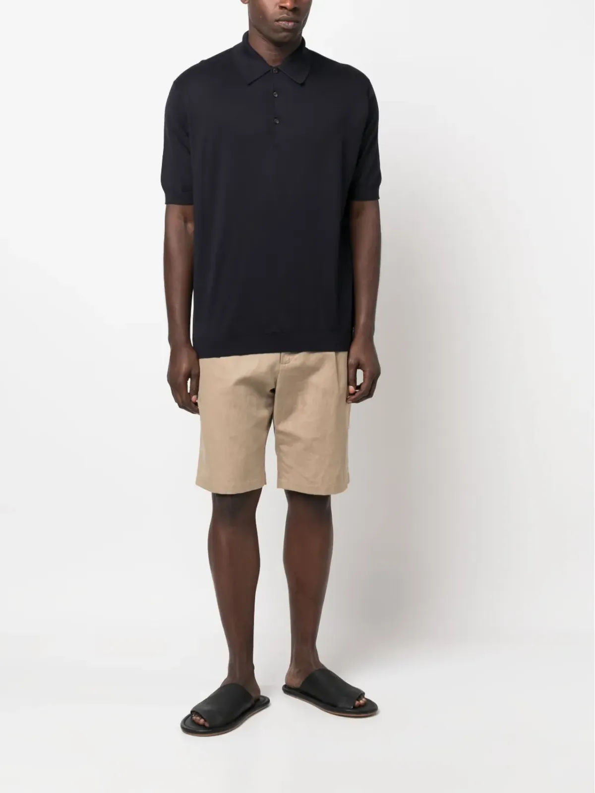 John Smedley 半袖コットンポロシャツ ブルー - 画像2