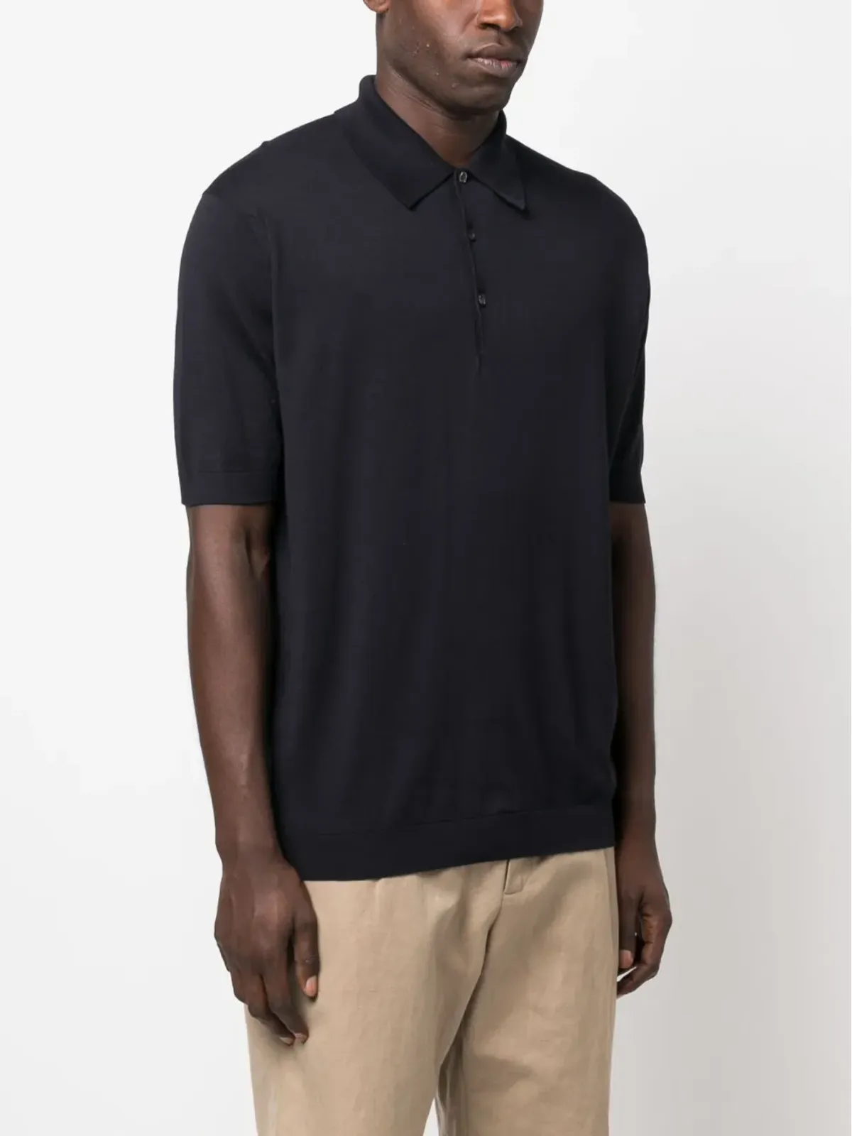 John Smedley 半袖コットンポロシャツ ブルー - 画像3