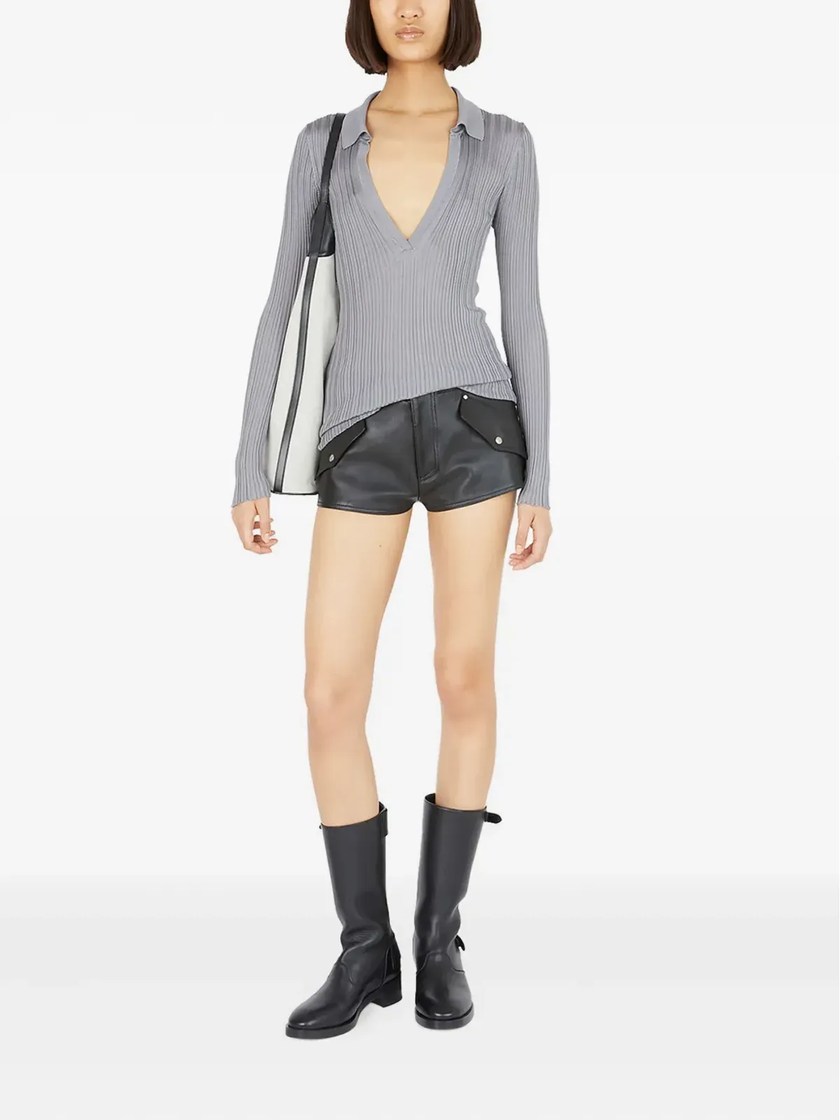 Durazzi Milano リブ編みポロネックトップ - 画像2
