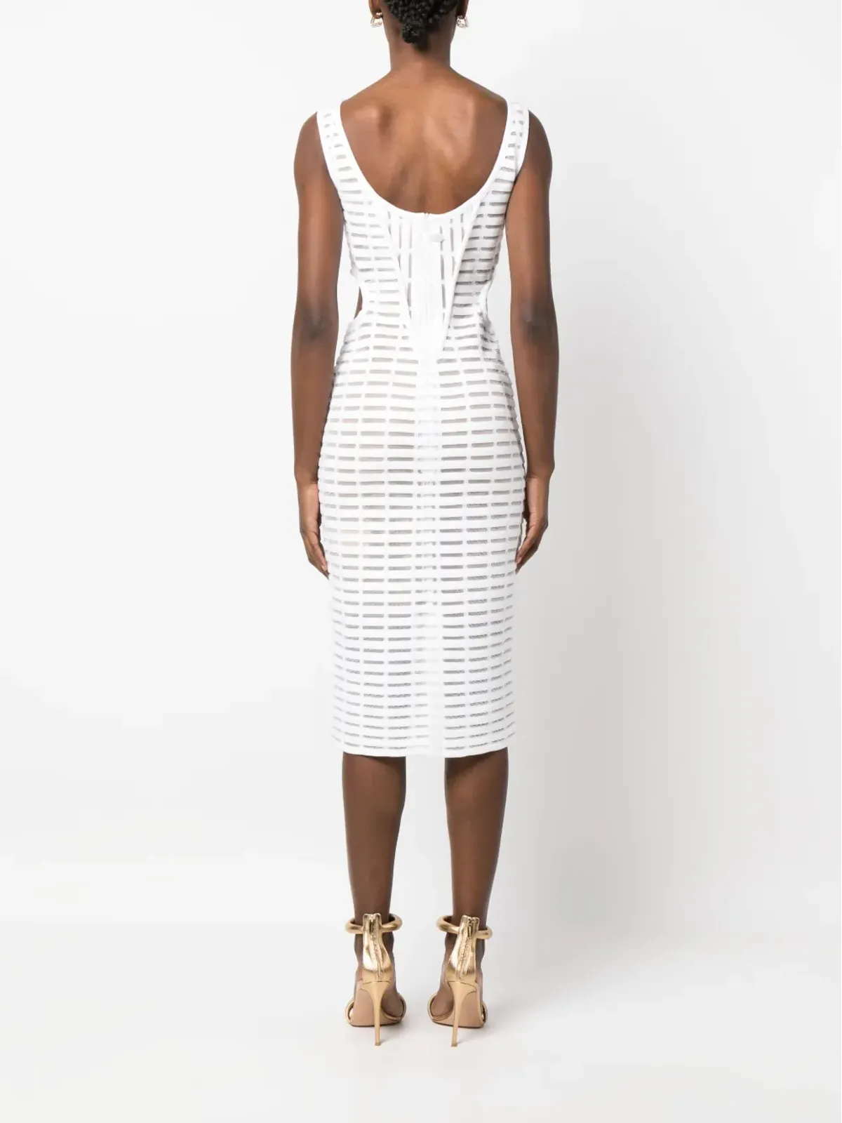 Genny cut-out corded midi dress - White - 画像4