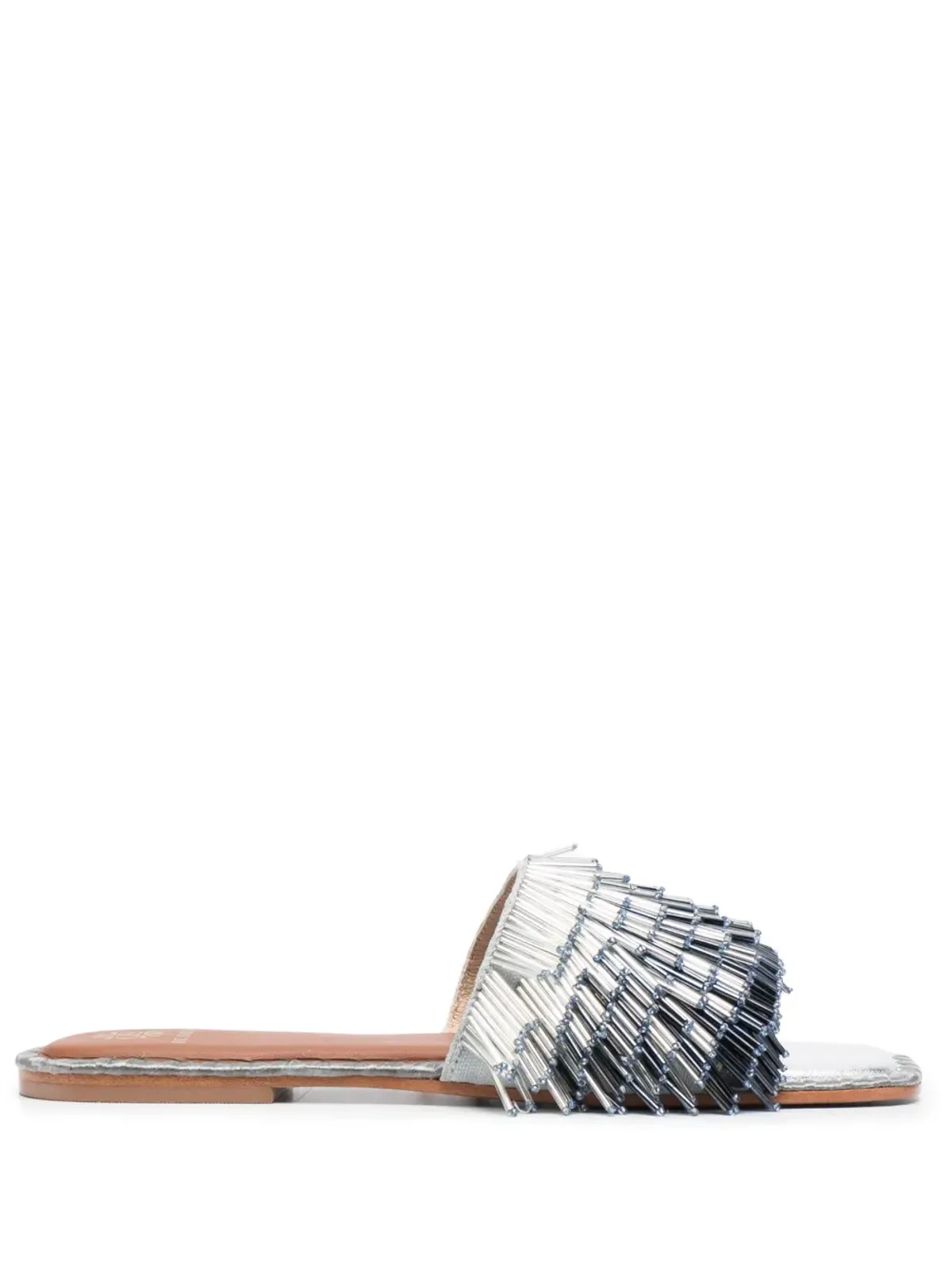 DE SIENA SHOES 15mmビーズ付きスリップオンサンダル - シルバー - 画像1