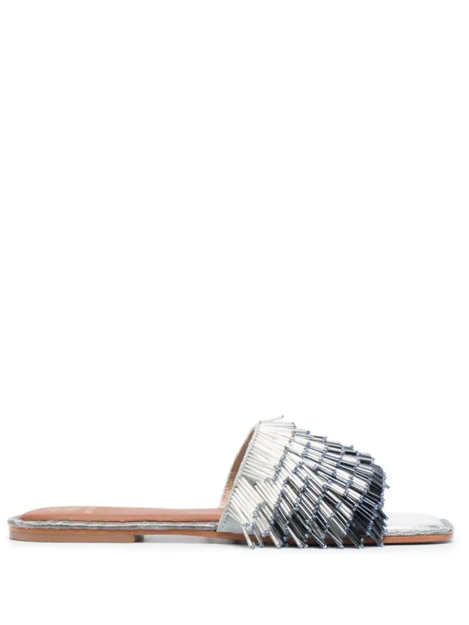 DE SIENA SHOES DE SIENA SHOES 15mmビーズ付きスリップオンサンダル - シルバーの商品画像