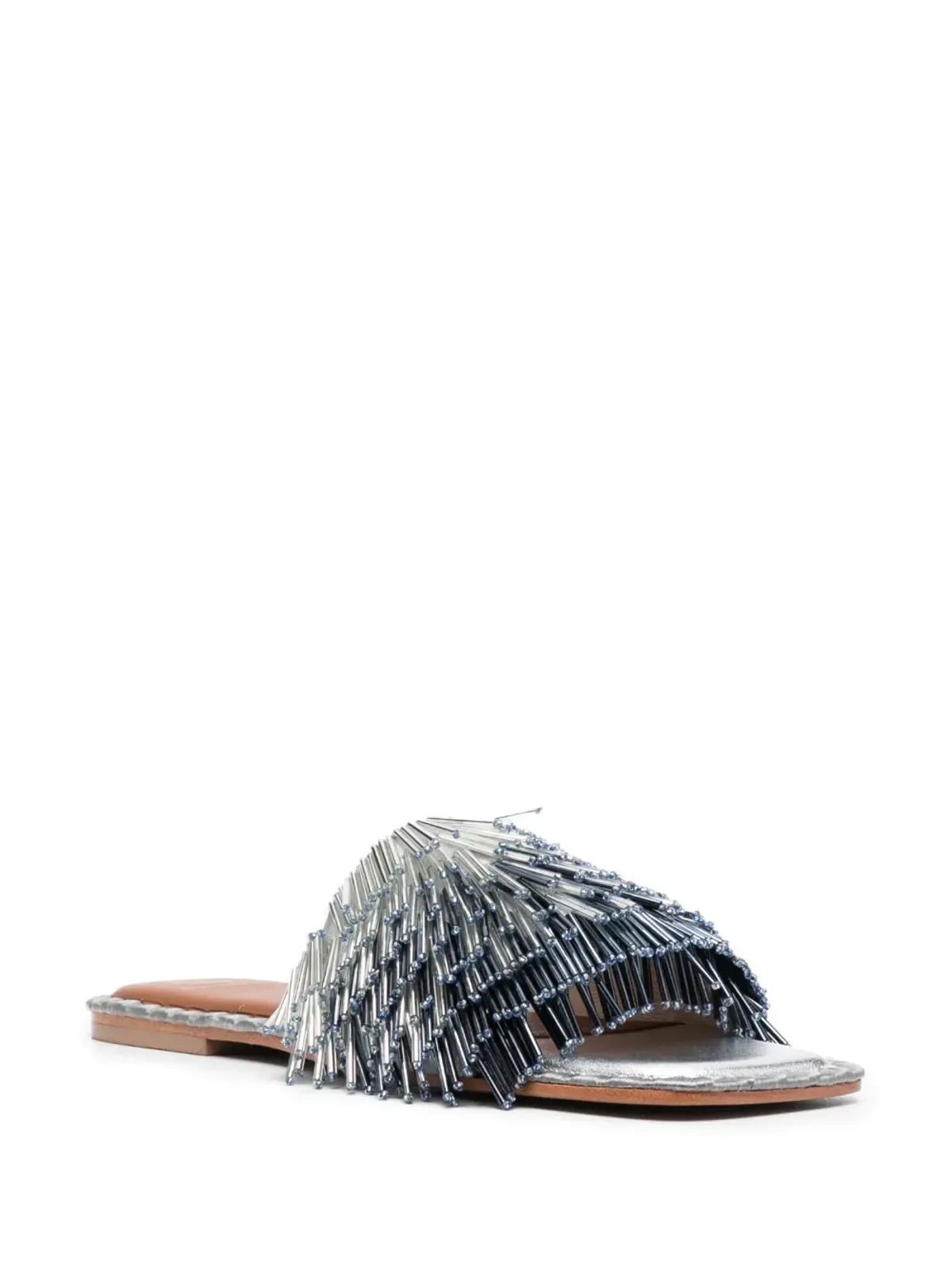 DE SIENA SHOES 15mmビーズ付きスリップオンサンダル - シルバー - 画像2