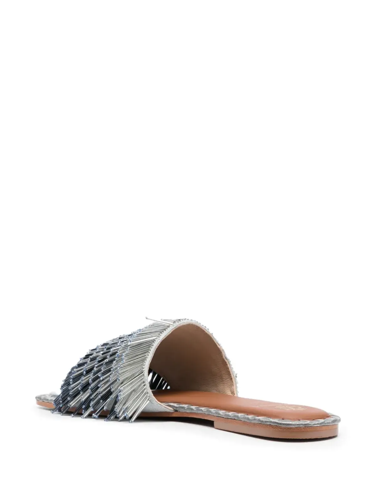 DE SIENA SHOES 15mmビーズ付きスリップオンサンダル - シルバー - 画像3