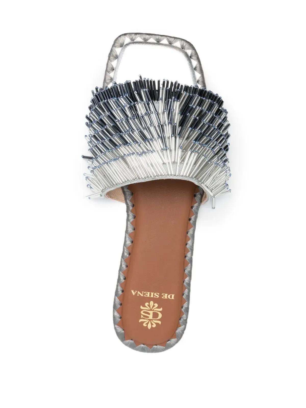 DE SIENA SHOES 15mmビーズ付きスリップオンサンダル - シルバー - 画像4