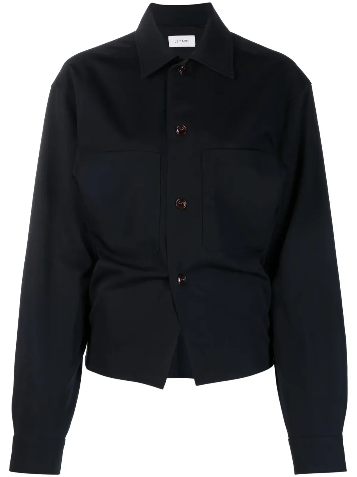 LEMAIRE balloon-sleeve wool shirt - Black - 画像1