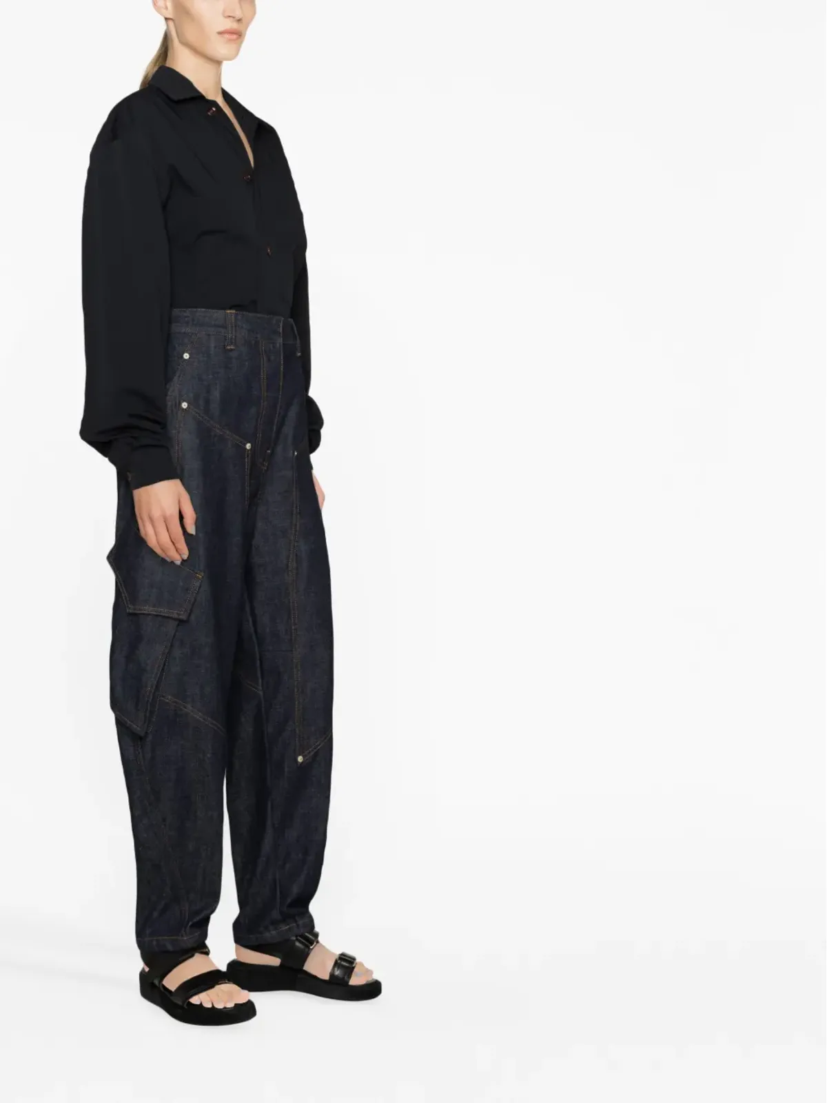 LEMAIRE balloon-sleeve wool shirt - Black - 画像3