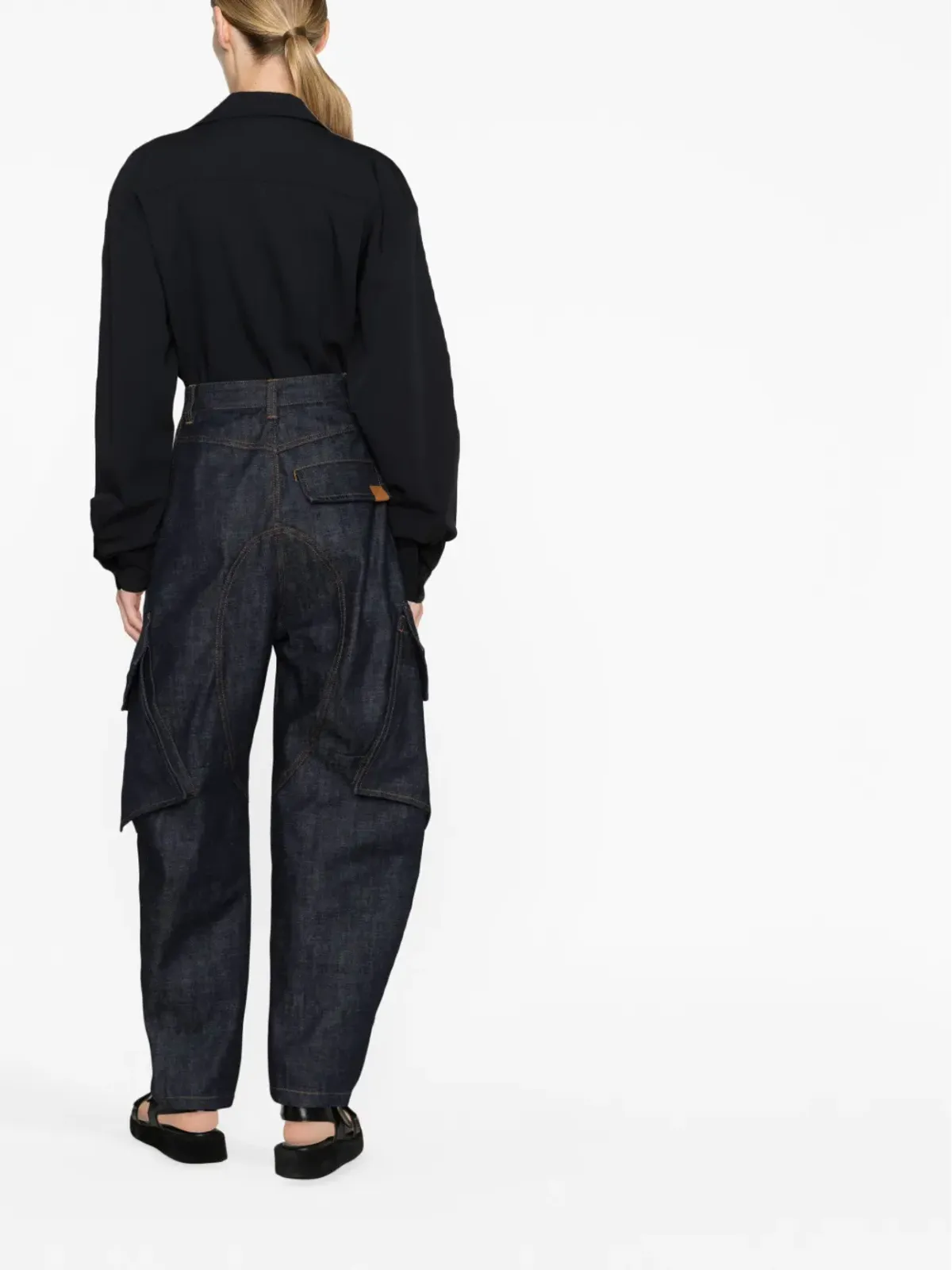 LEMAIRE balloon-sleeve wool shirt - Black - 画像4