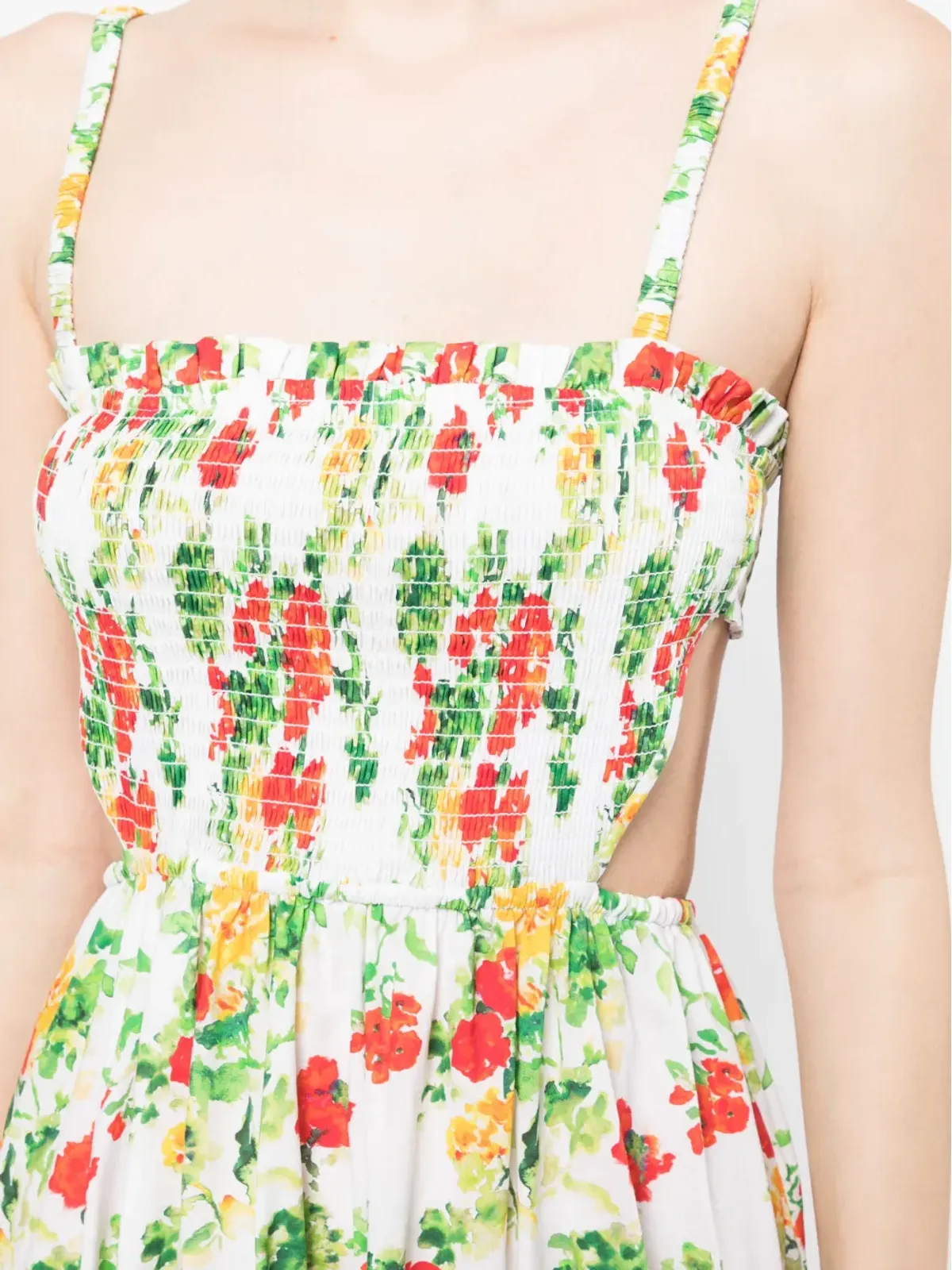 Caroline Constas 花柄プリントのスモックドレス - White - 画像5