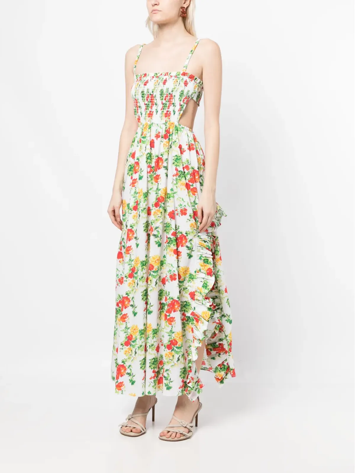 Caroline Constas 花柄プリントのスモックドレス - White - 画像3