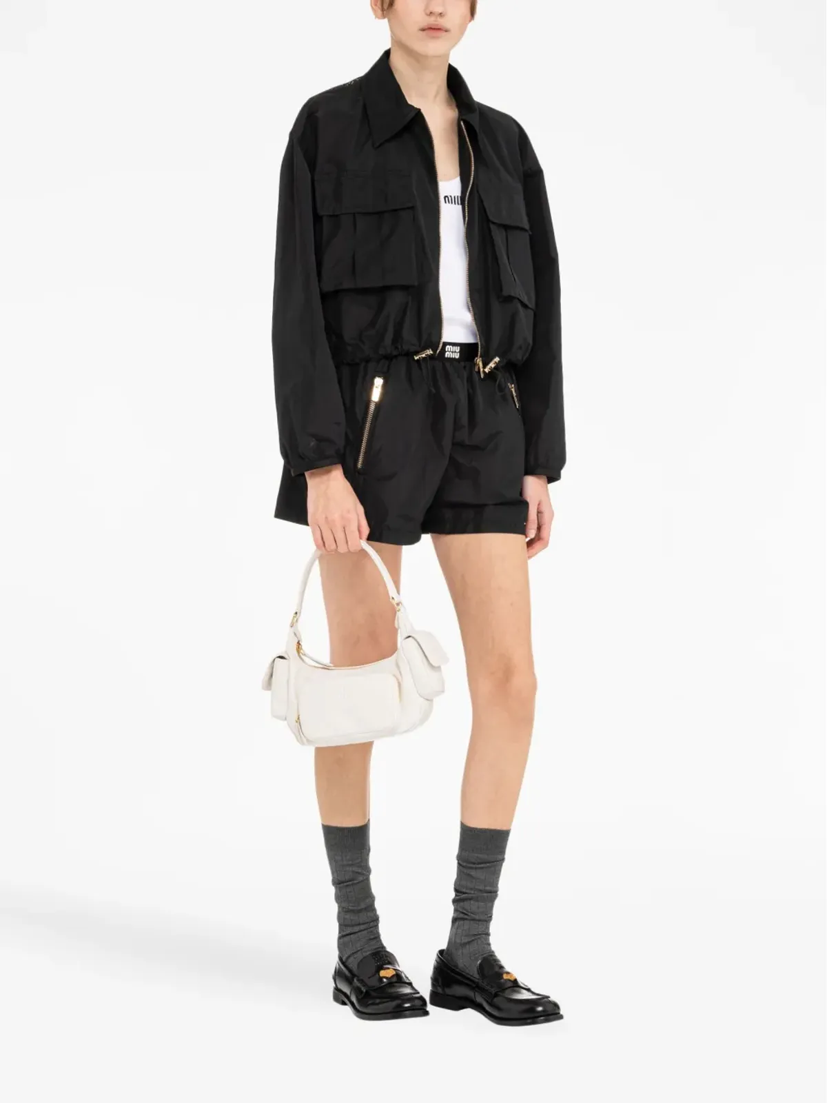 Miu Miu ロゴエンボスレザー ショルダーバッグ - 画像2