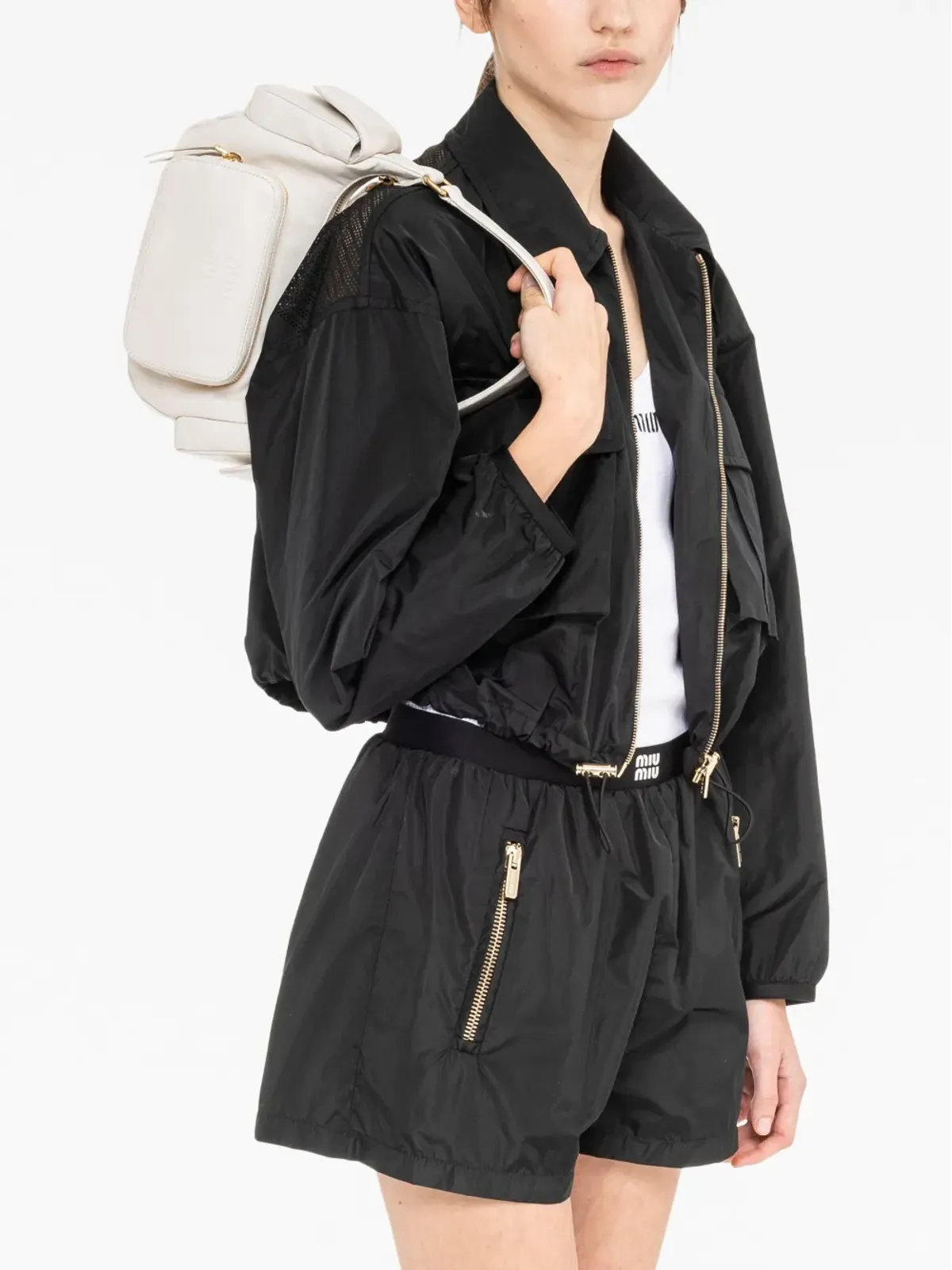 Miu Miu ロゴエンボスレザー ショルダーバッグ - 画像3